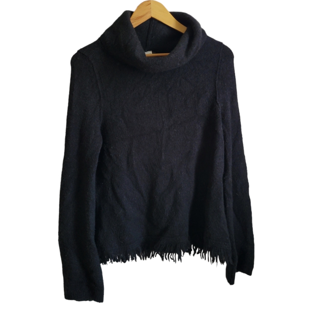 ANTHROPOLOGIE Akemi + Kin Aruna Wool Blend Fringe Cowlneck Sweater XS